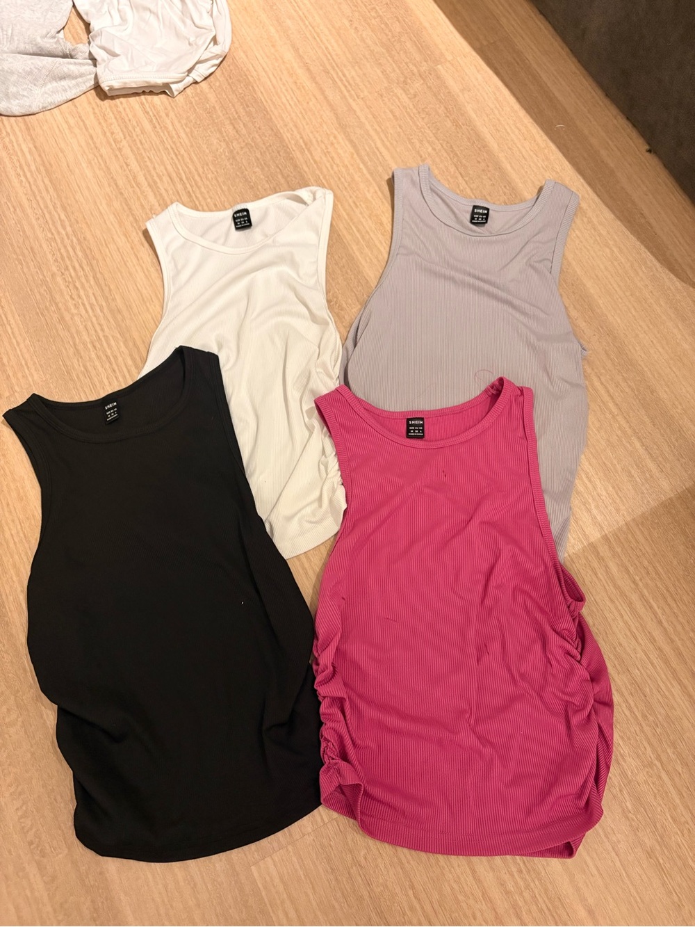 Bundle of Women's Ribbed Tank Top - Pink, Black, White, Light Gray